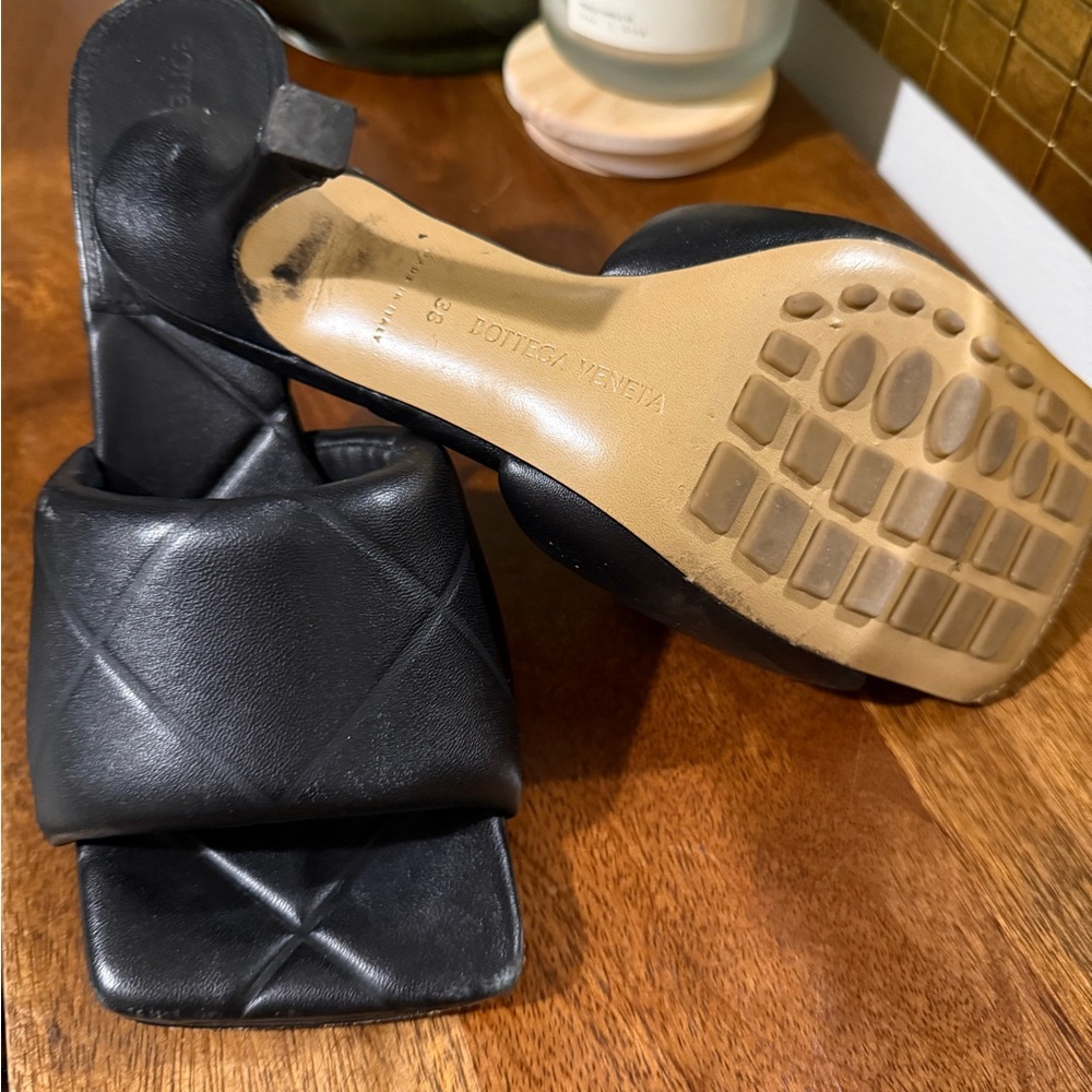 Bottega Veneta Black Mules with Quilted Design